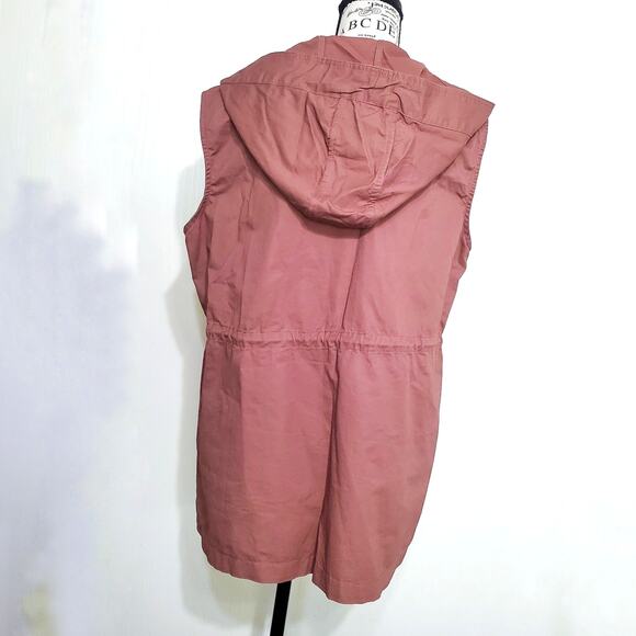 Zenana Brown Utility Vest Hood Cinched Waist Pockets Safari Layering Large - Picture 5 of 6